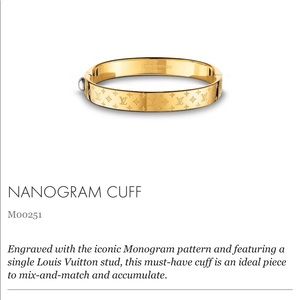 LV nanogram cuff gold, Luxury, Accessories on Carousell